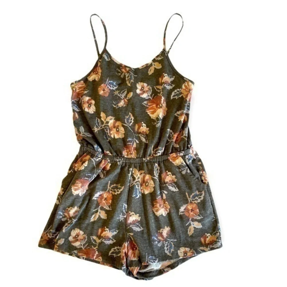 Color Thread Floral Romper Size Small